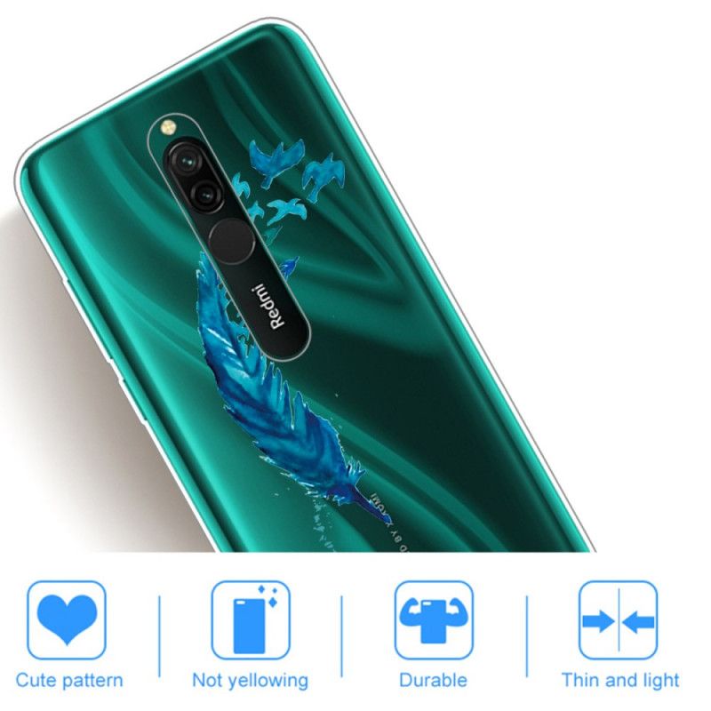 Coque Xiaomi Redmi 8 Belle Plume Bleue