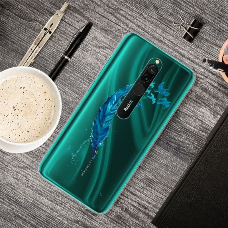 Coque Xiaomi Redmi 8 Belle Plume Bleue