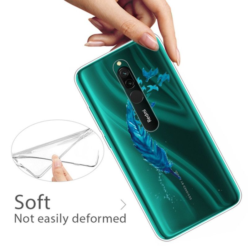 Coque Xiaomi Redmi 8 Belle Plume Bleue