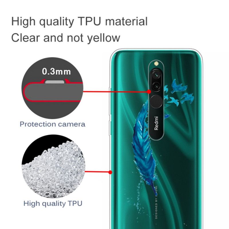 Coque Xiaomi Redmi 8 Belle Plume Bleue