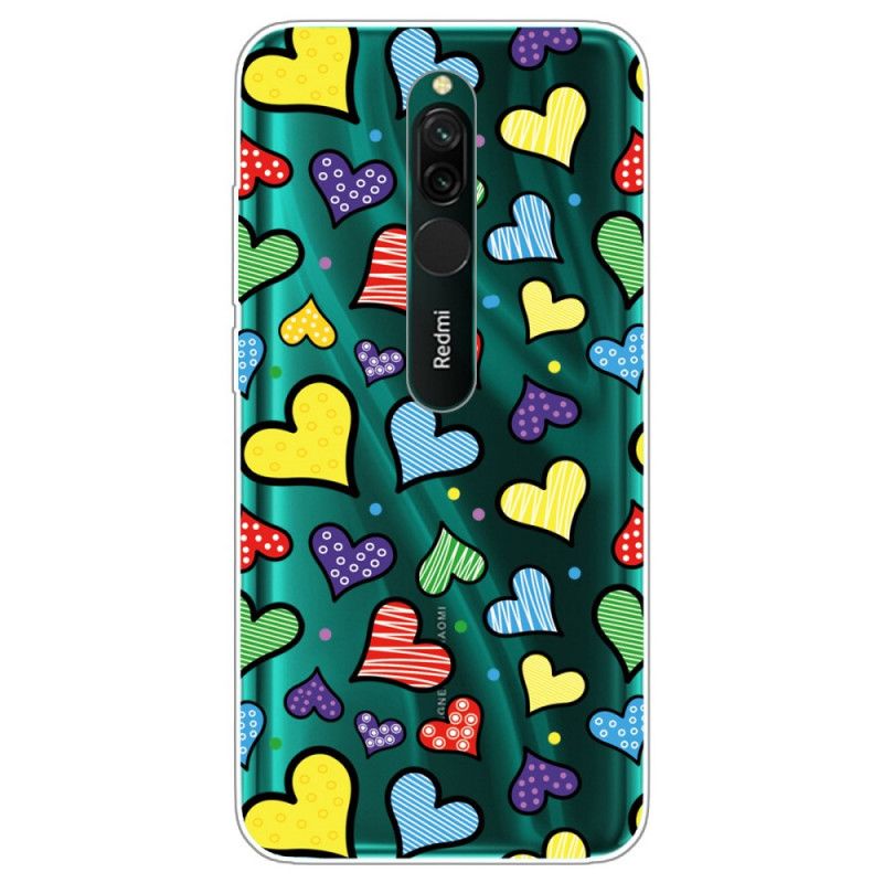 Coque Xiaomi Redmi 8 Coeurs Multicolors