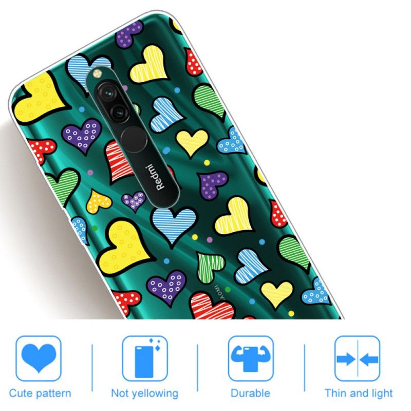 Coque Xiaomi Redmi 8 Coeurs Multicolors