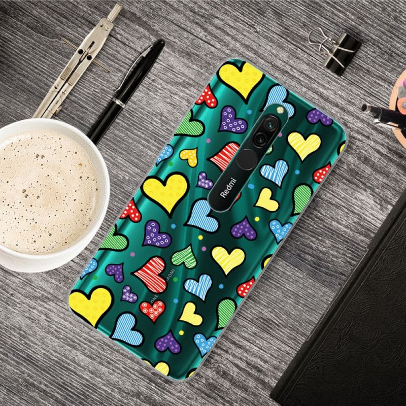 Coque Xiaomi Redmi 8 Coeurs Multicolors