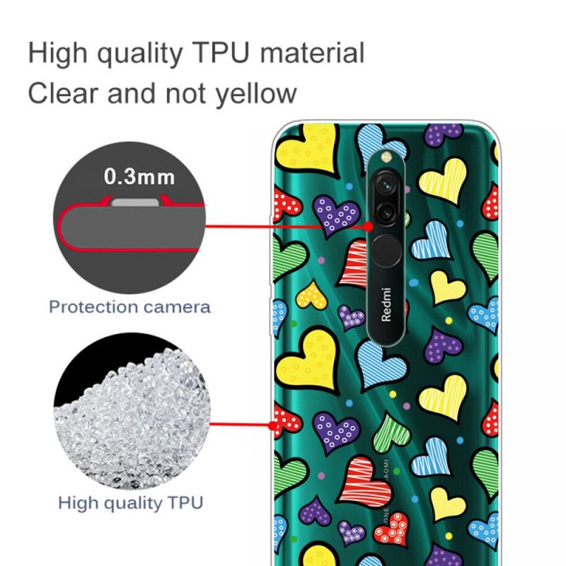 Coque Xiaomi Redmi 8 Coeurs Multicolors