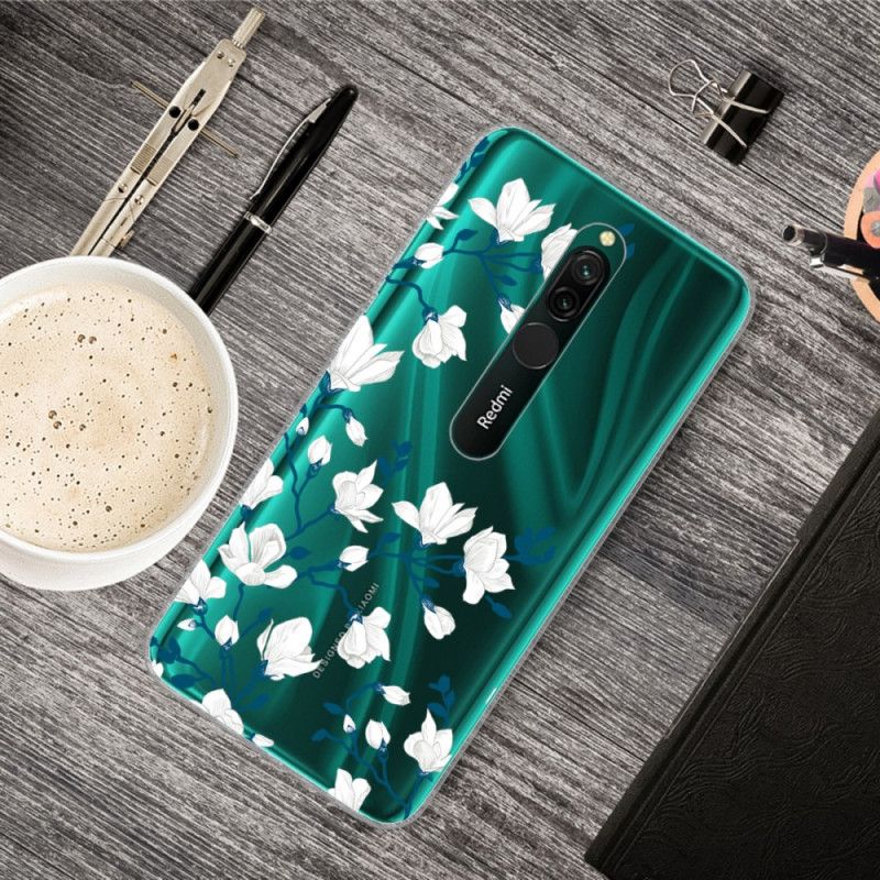 Coque Xiaomi Redmi 8 Fleurs Blanches