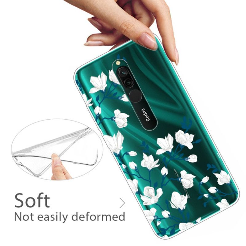 Coque Xiaomi Redmi 8 Fleurs Blanches