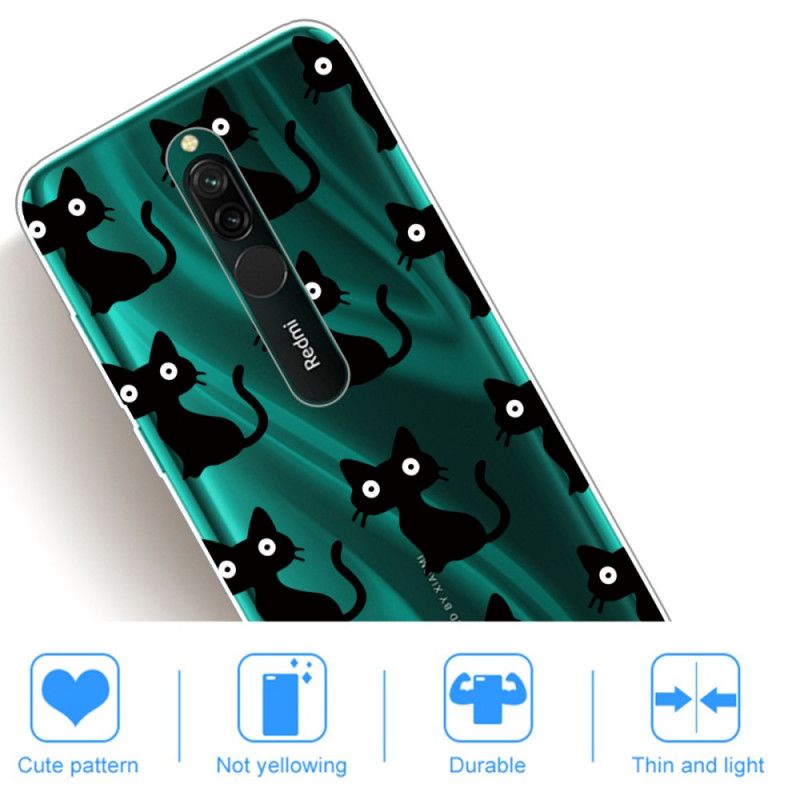 Coque Xiaomi Redmi 8 Multiples Chats Noirs