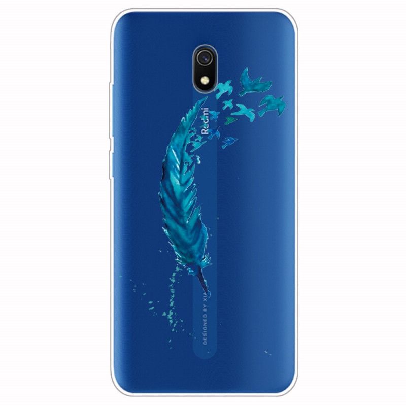 Coque Xiaomi Redmi 8a Belle Plume Bleue