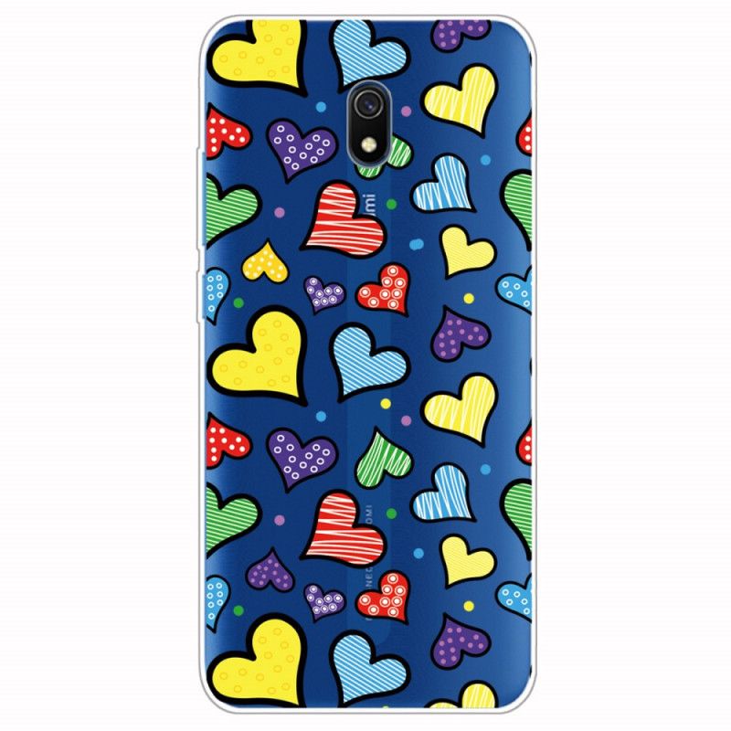 Coque Xiaomi Redmi 8a Coeurs Multicolors