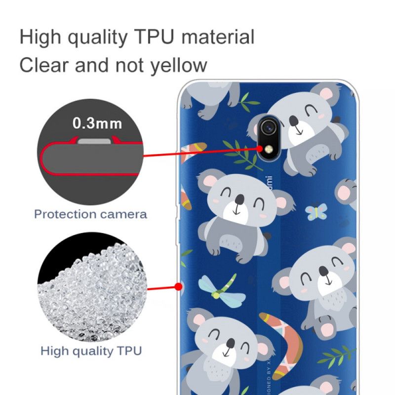 Coque Xiaomi Redmi 8a Petits Pandas Gris