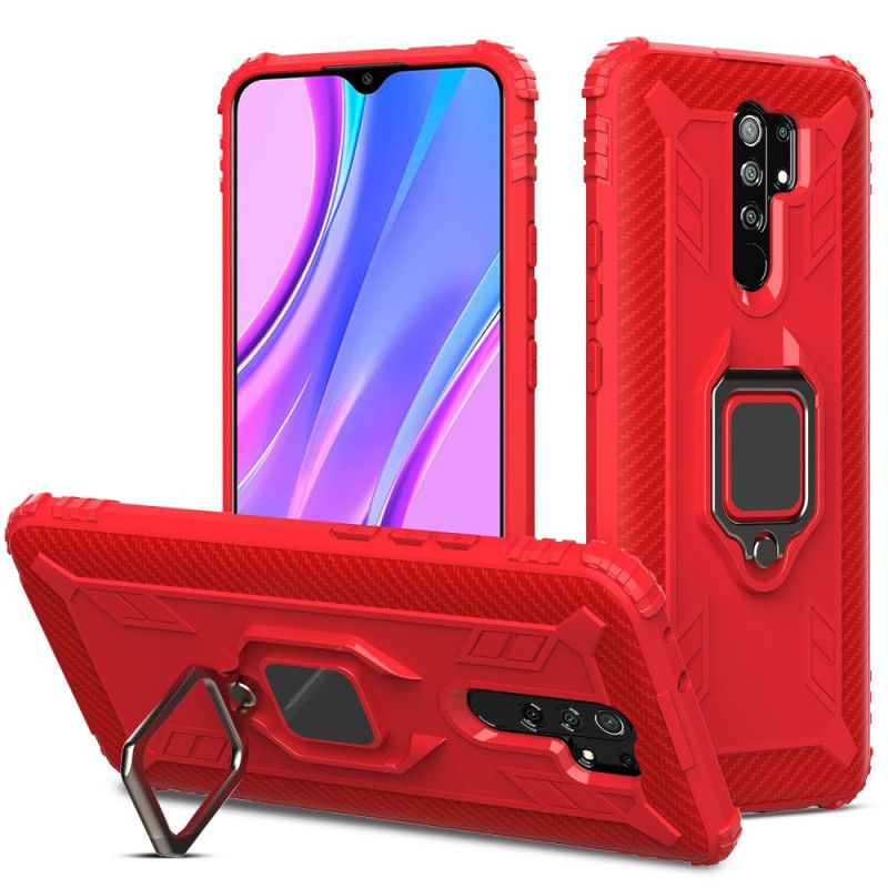 Coque Xiaomi Redmi 9 Ring Style Fibre Carbone