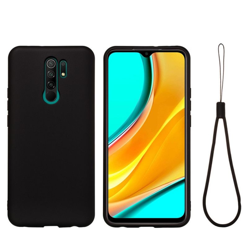 Coque Xiaomi Redmi 9 Silicone Liquide Avec Lanière