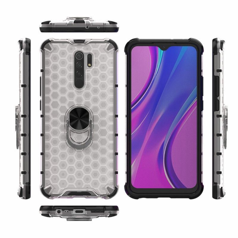 Coque Xiaomi Redmi 9 Style Nid D'abeille Et Anneau