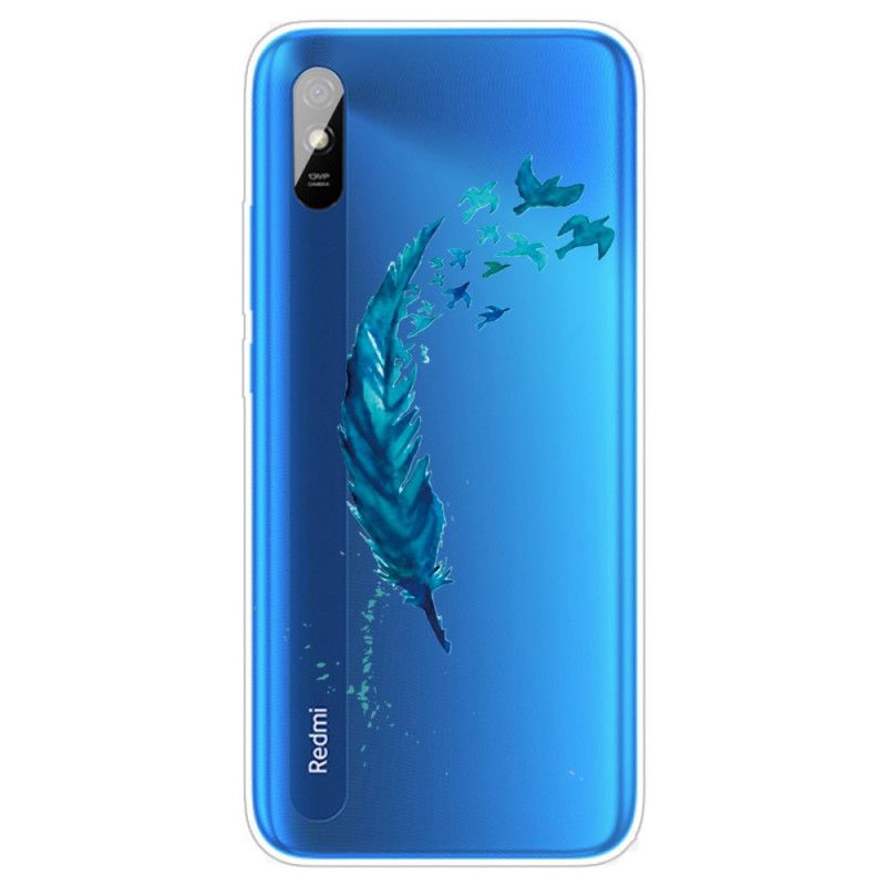 Coque Xiaomi Redmi 9a Belle Plume Bleue