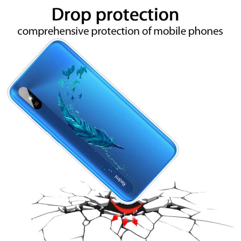 Coque Xiaomi Redmi 9a Belle Plume Bleue