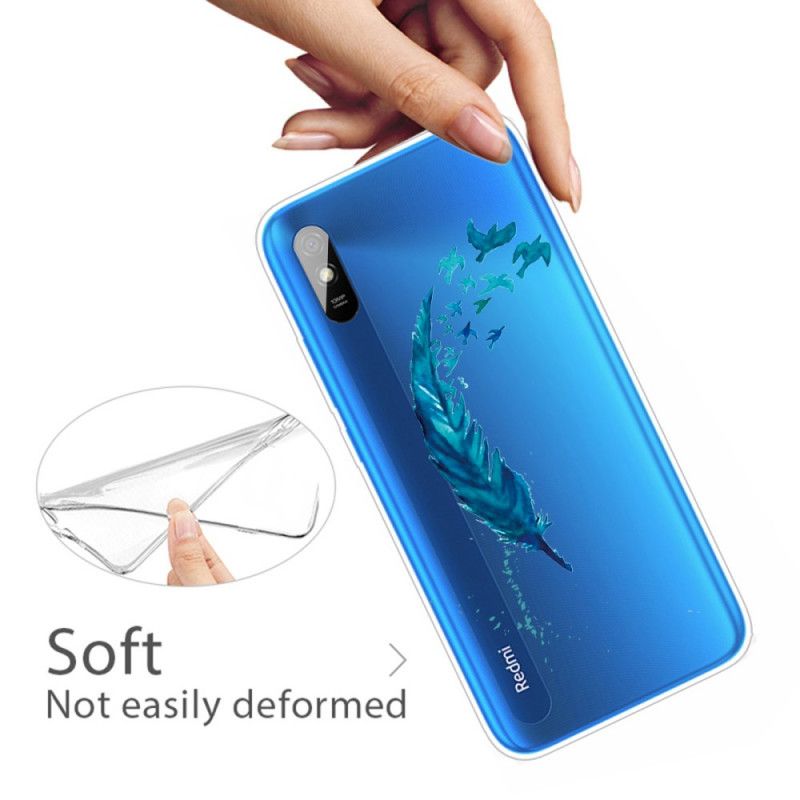 Coque Xiaomi Redmi 9a Belle Plume Bleue
