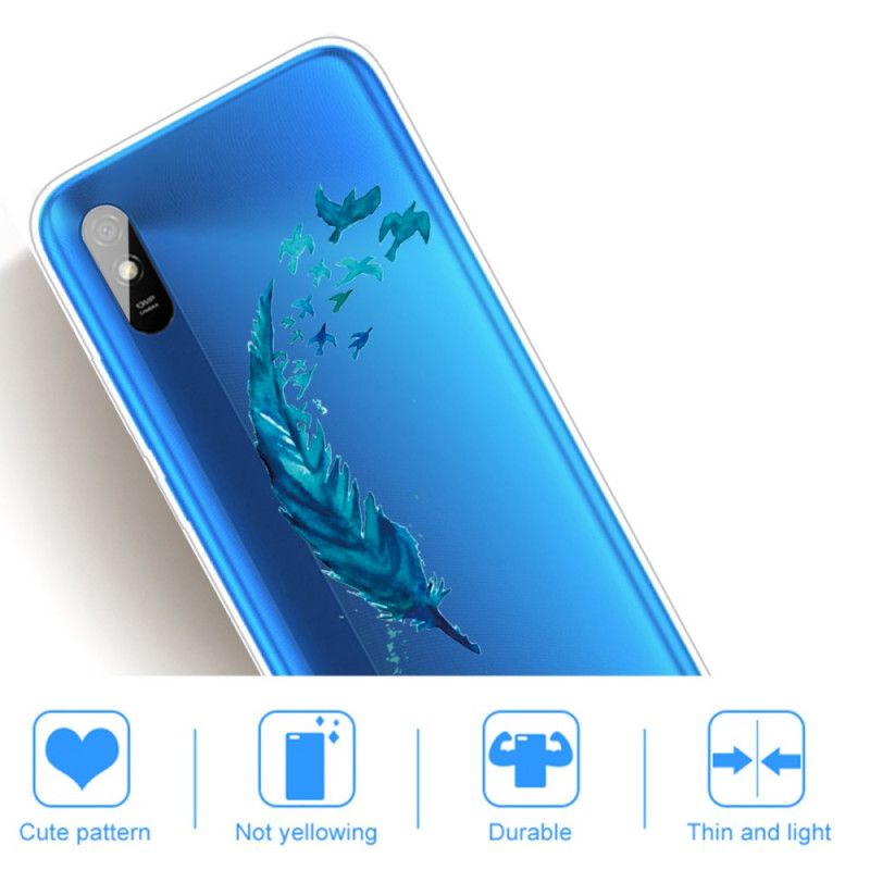 Coque Xiaomi Redmi 9a Belle Plume Bleue