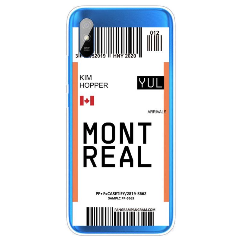 Coque Xiaomi Redmi 9a Boarding Pass To Montreal