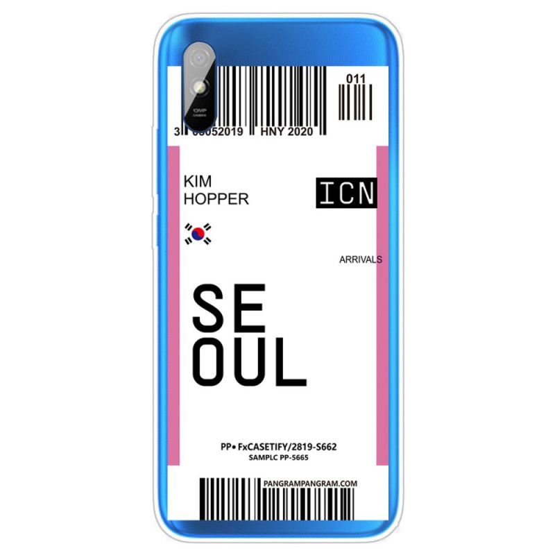 Coque Xiaomi Redmi 9a Boarding Pass To Seoul