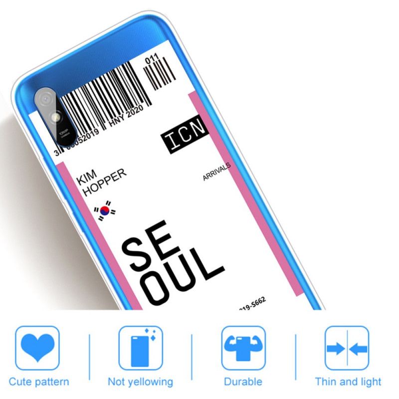 Coque Xiaomi Redmi 9a Boarding Pass To Seoul