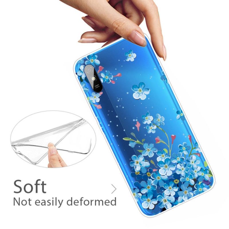 Coque Xiaomi Redmi 9a Bouquet De Fleurs Bleues