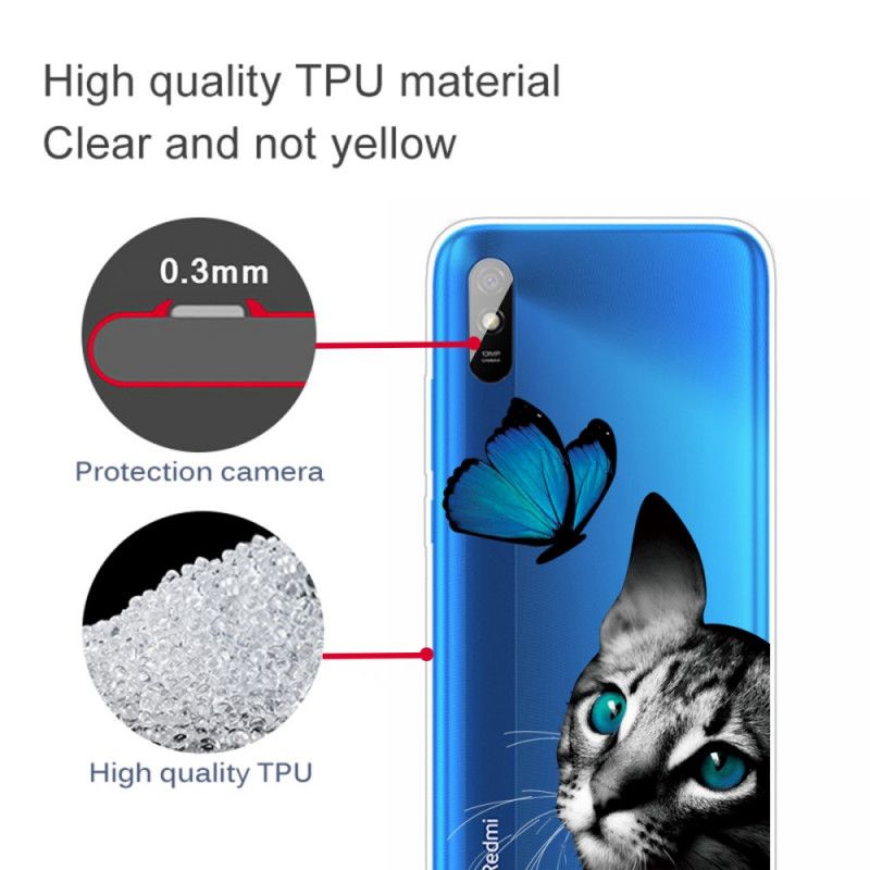 Coque Xiaomi Redmi 9a Chat Et Papillon