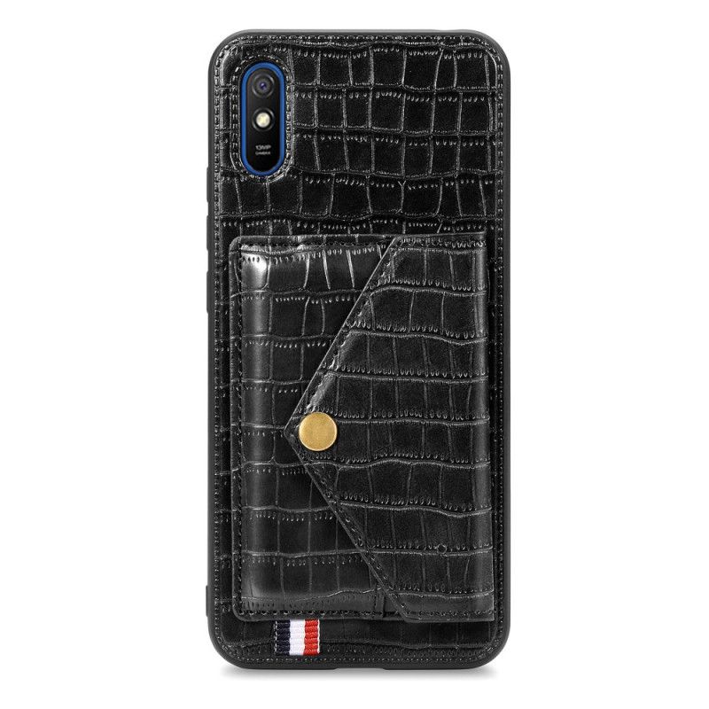 Coque Xiaomi Redmi 9a Crocodile Porte-cartes Et Support