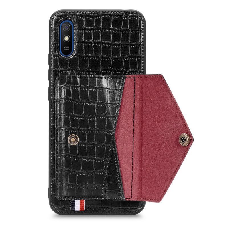 Coque Xiaomi Redmi 9a Crocodile Porte-cartes Et Support