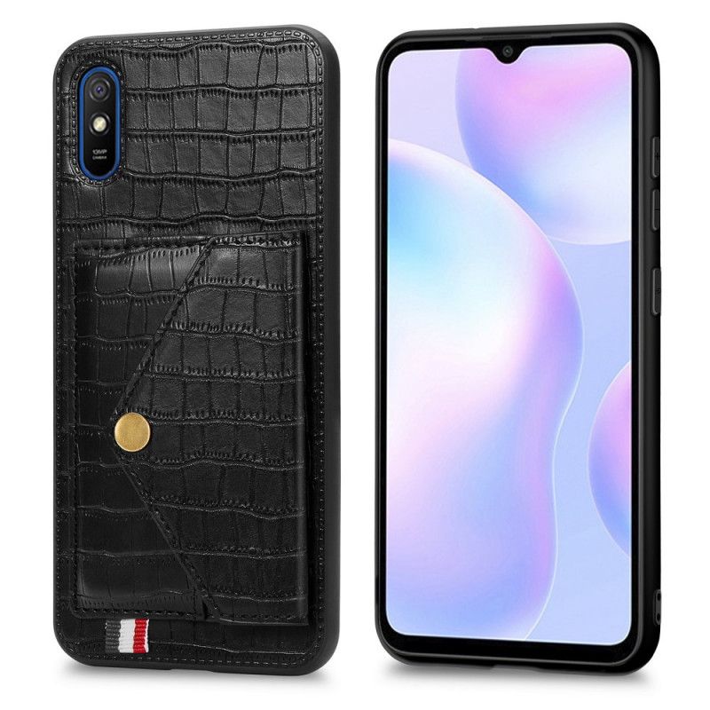 Coque Xiaomi Redmi 9a Crocodile Porte-cartes Et Support