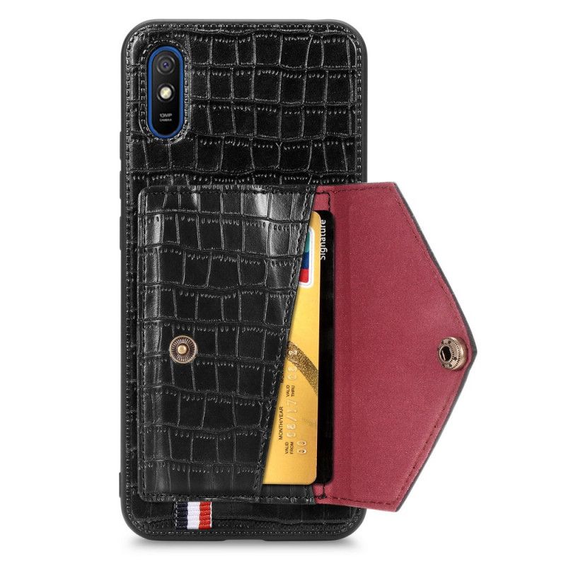 Coque Xiaomi Redmi 9a Crocodile Porte-cartes Et Support