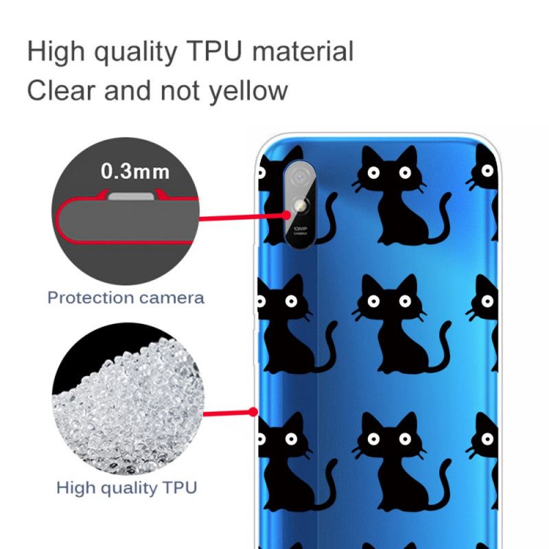 Coque Xiaomi Redmi 9a Multiples Chats Noirs