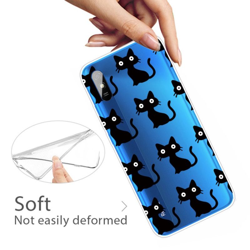 Coque Xiaomi Redmi 9a Multiples Chats Noirs