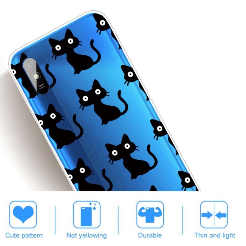 Coque Xiaomi Redmi 9a Multiples Chats Noirs