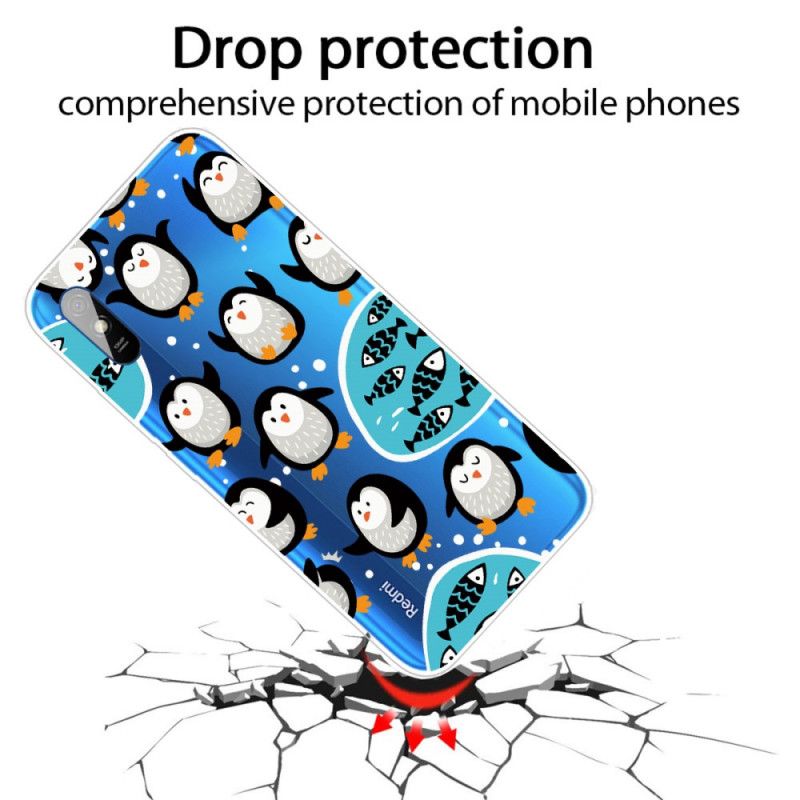 Coque Xiaomi Redmi 9a Pingouins Et Poissons