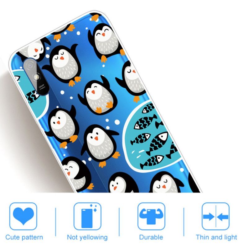 Coque Xiaomi Redmi 9a Pingouins Et Poissons