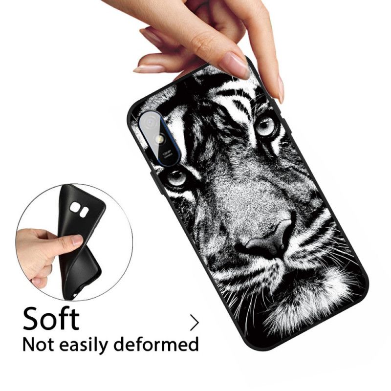 Coque Xiaomi Redmi 9a Tigre Noir Et Blanc