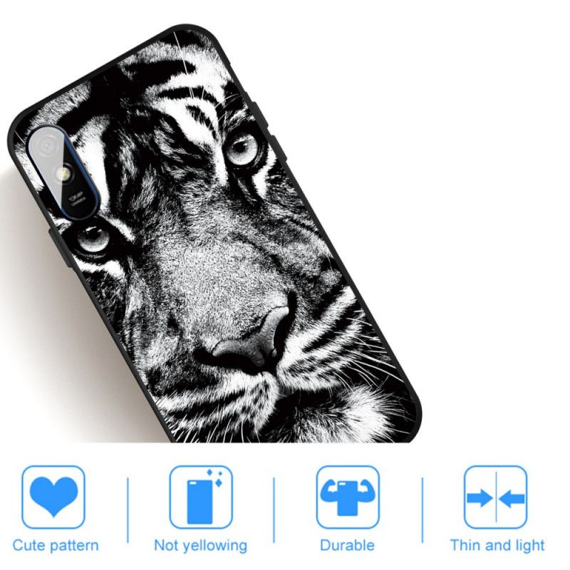 Coque Xiaomi Redmi 9a Tigre Noir Et Blanc