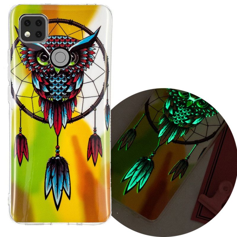 Coque Xiaomi Redmi 9c Attrape Rêves Hibou Fluorescent