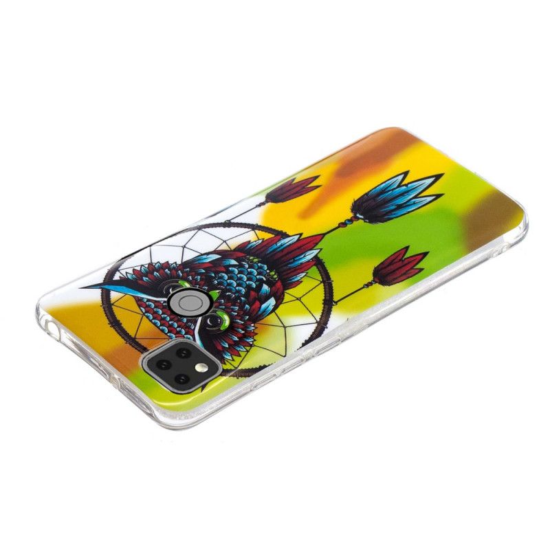 Coque Xiaomi Redmi 9c Attrape Rêves Hibou Fluorescent