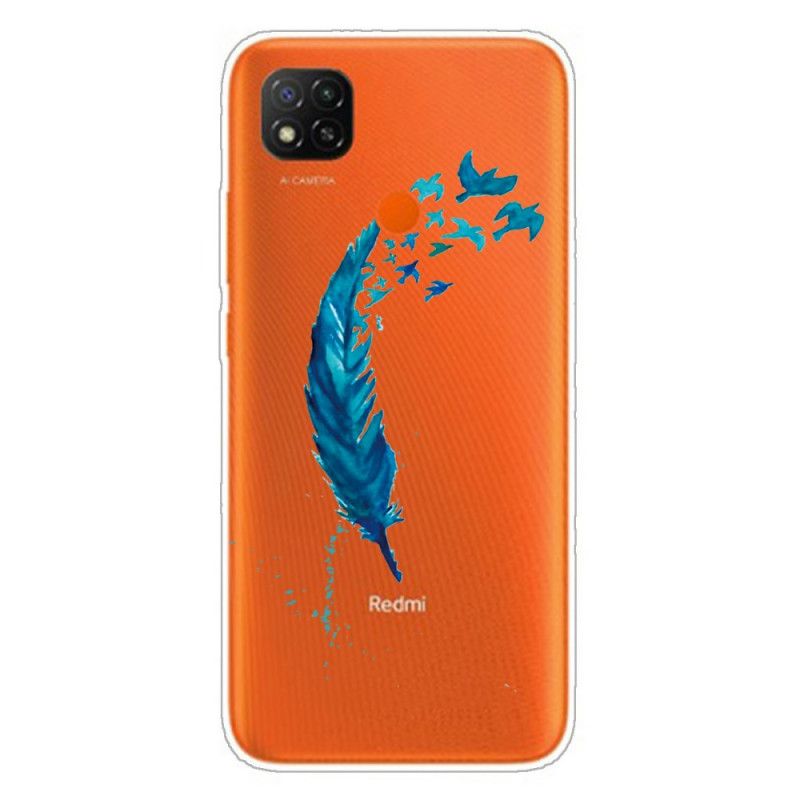 Coque Xiaomi Redmi 9c Belle Plume Bleue