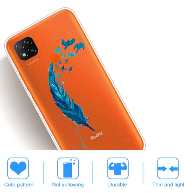 Coque Xiaomi Redmi 9c Belle Plume Bleue