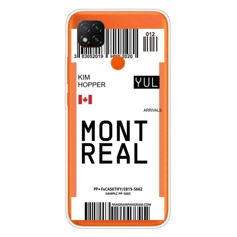 Coque Xiaomi Redmi 9c Boarding Pass To Montreal