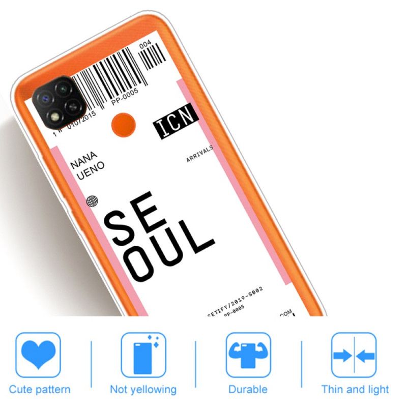 Coque Xiaomi Redmi 9c Boarding Pass To Seoul