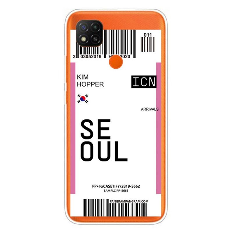 Coque Xiaomi Redmi 9c Boarding Pass To Seoul