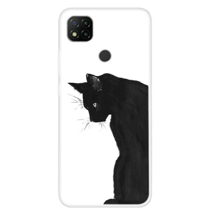 Coque Xiaomi Redmi 9c Chat Noir Pensif