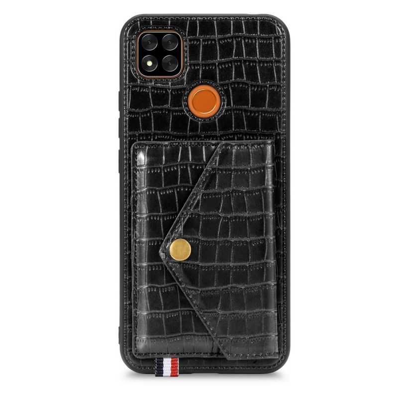 Coque Xiaomi Redmi 9c Crocodile Porte-cartes Et Support