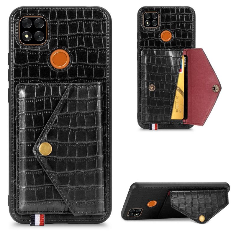 Coque Xiaomi Redmi 9c Crocodile Porte-cartes Et Support