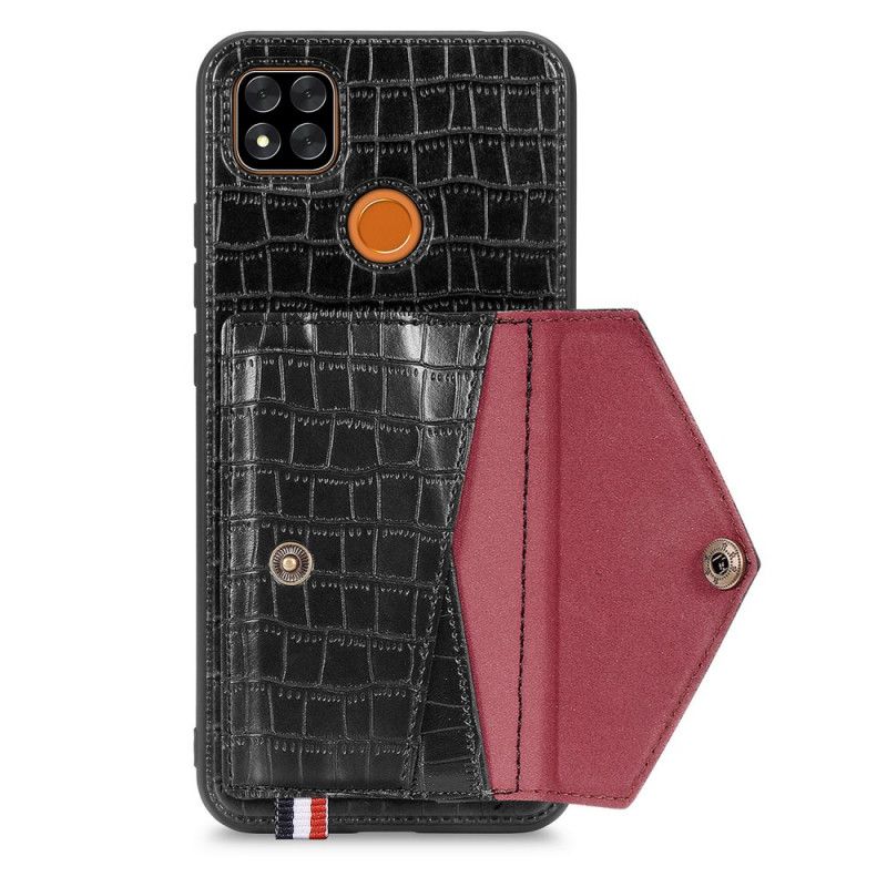 Coque Xiaomi Redmi 9c Crocodile Porte-cartes Et Support