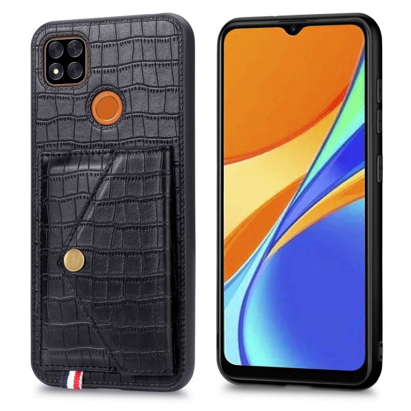 Coque Xiaomi Redmi 9c Crocodile Porte-cartes Et Support