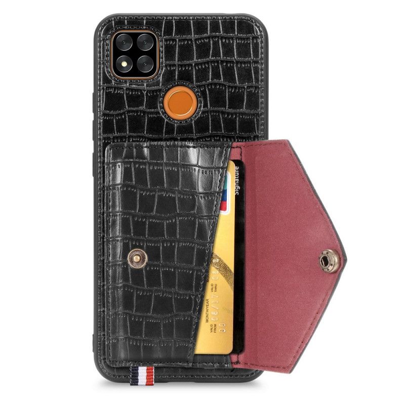 Coque Xiaomi Redmi 9c Crocodile Porte-cartes Et Support